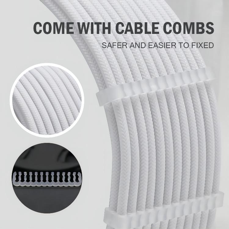 Wholesale 24 Pin ATX 2*4+4 Pin EPS 3*6+2Pin PCI-E Pearl White Extension Cable Set Six-piece