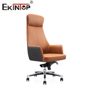 Wholesale Orange High Back Leather Chair With Armrests And Smooth Casters from china suppliers