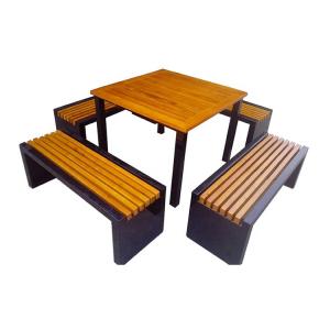 Wholesale 800x800x720 Metal And Wood Garden Table Set from china suppliers