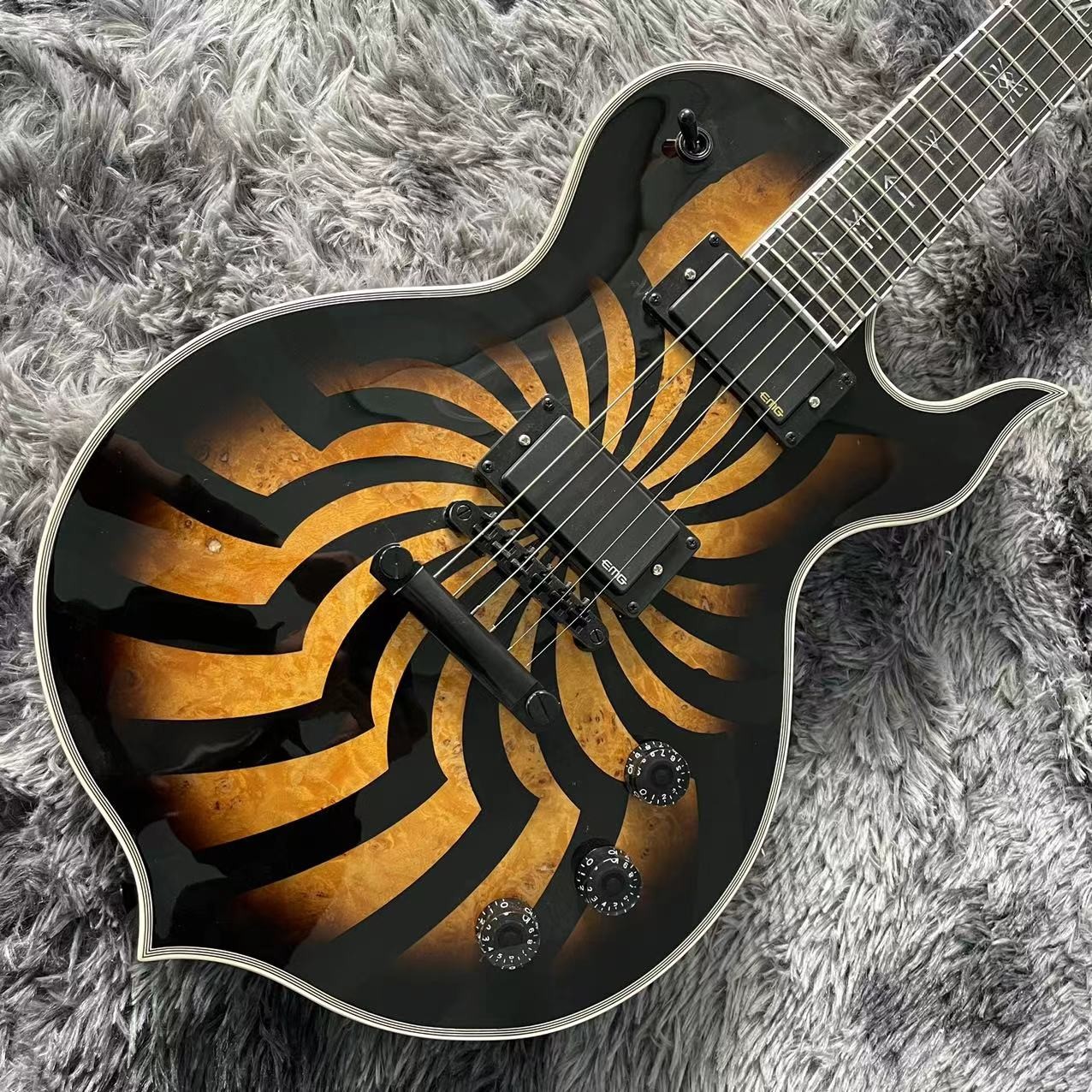 Custom Grand Guitars Wylde Audio Odin Grail Charcoal Burst Buzzsaw Electric Guitar Ebony Fingerboard Active Pickup