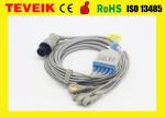One piece 5 leads ECG cable with snap, AHA, round 6pin / Mindray patient monitor