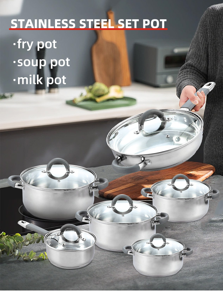 Wholesale Cookware Sets Multifunctional Cooking Soup Pot Milk Pot Set Kitchen 12 Piece Cookware Sets