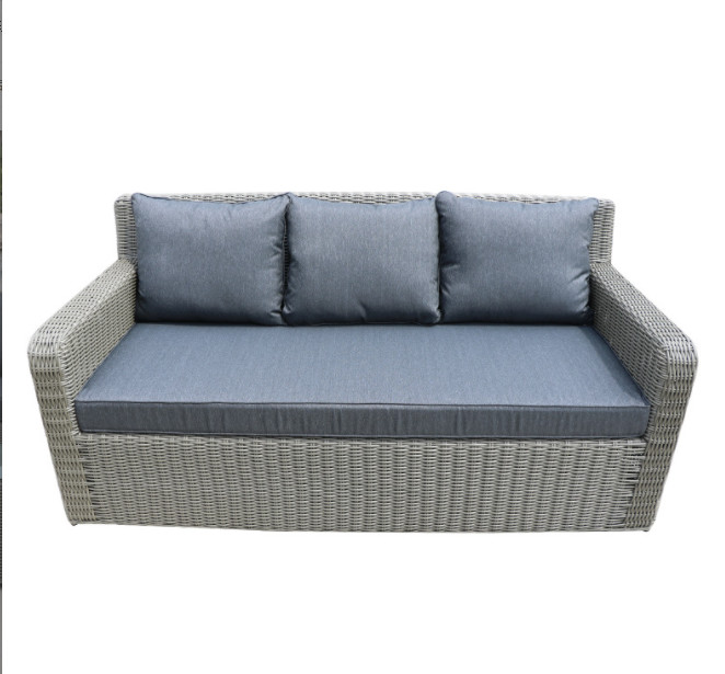 3 Seater Rattan Outdoor Sofa Terrace Furniture Garden Rope Leisure Black Wicker