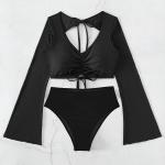 Ladies' Sexy Two-Piece Swimwear High Elastic Blackless Fashion Europe Abrasion