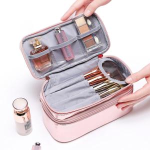 Wholesale Wholesale Luxury Shiny Rose Double Layer Gold Cosmetic Bag Box from china suppliers