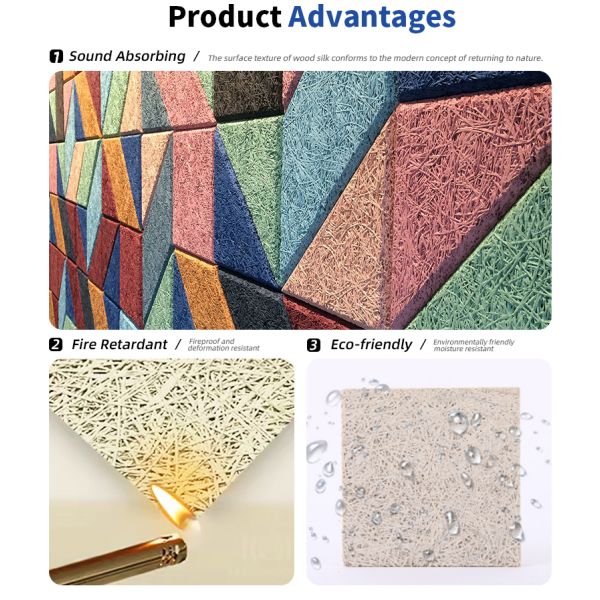 Customized Wood Wool Board Eco-Friendly 3D Wall Panel for Hall