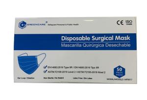 Wholesale Astm F2100-19 Level 2 510k /En 14683-2019 Type Iir 3-Ply Disposable Medical Surgical Mask from china suppliers