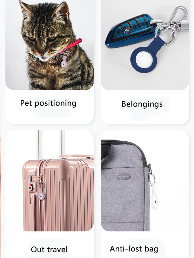 Silicone Holder For Airtag Pet Dog Collar,Keychain Protective Cover Compatible With Apple AirTags