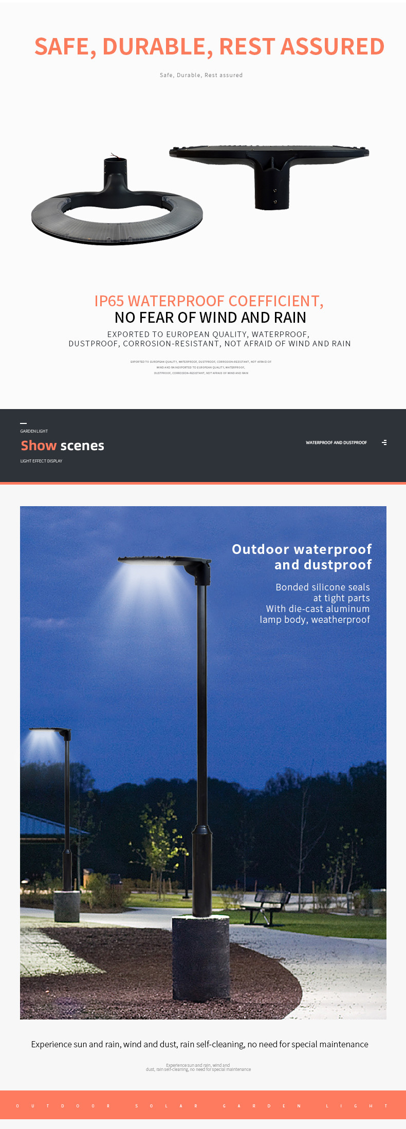 Non Solar Outdoor LED Garden Pole Lights High Lumen Commercial 40 Watt