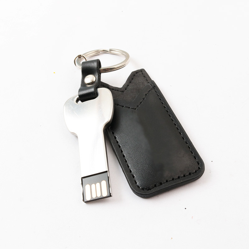 30MB/S Metal Key USB Stick 2.0 Portable 64GB 128GB With Leather Cover