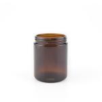 1 - 8 Oz Amber Glass Jars , Round Amber Glass Cosmetic Jars With Metal / Plastic