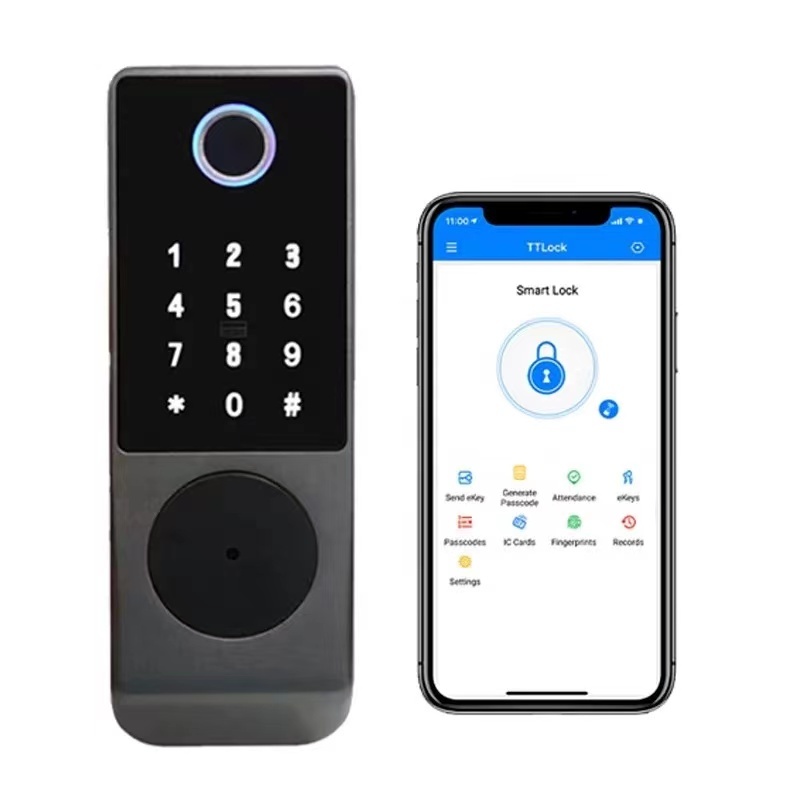 Qleung S812-4 Digital Waterproof Fingerprint Password Card TTlock App Remote Unlock Smart Home Door Lock