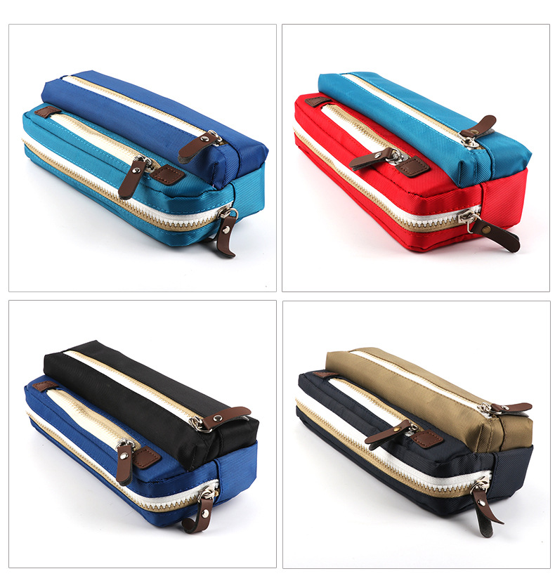 Canvas Pencil Case School Pencil Bag For Students Simple Candy Color Large-capacity Pencil Cases Stationery Cosmetic Bag