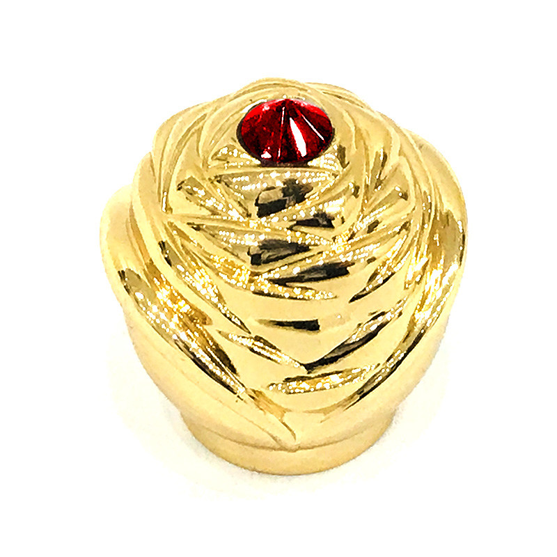 Custom Luxury Gold color Zamak Metal Perfume Bottle Caps With Red Stone