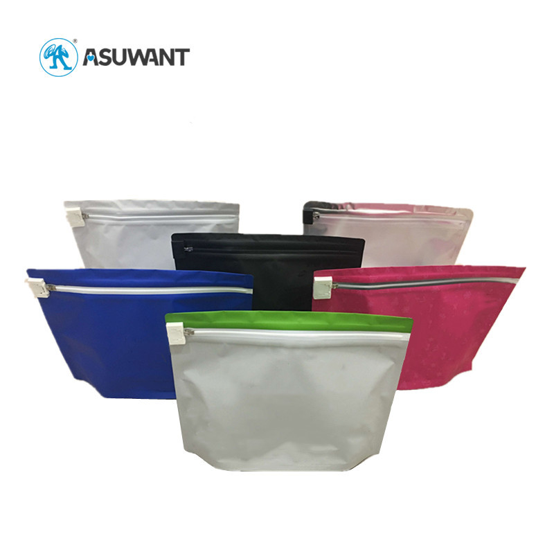 Vacuum Black Biodegradable Child Proof Zipper Bags Stand Up Pouch Zipper Top
