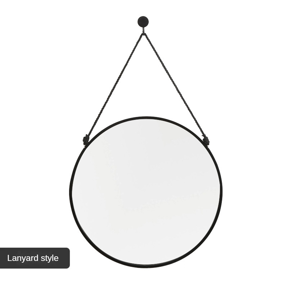 Art Deco Design Vintage Bathroom Lanyard Style Round House Decor Plastic Frame Mirror