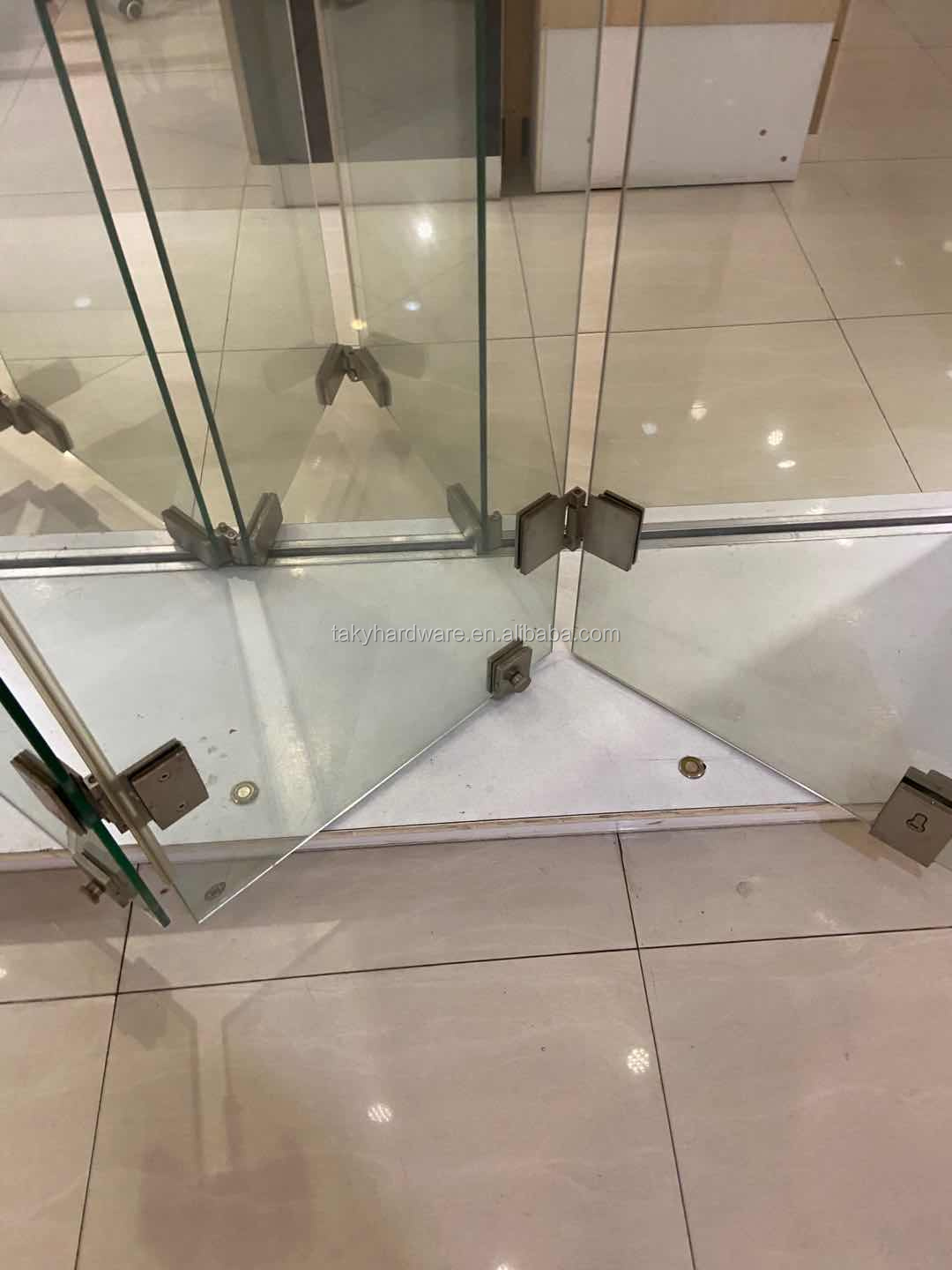 Satin/Polish Finish Folding Glass Sliding Door for Office Glass Partition Hardware