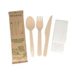 Biodegradable Tableware Cutlery Set , Barbecue Wooden Forks And Spoons