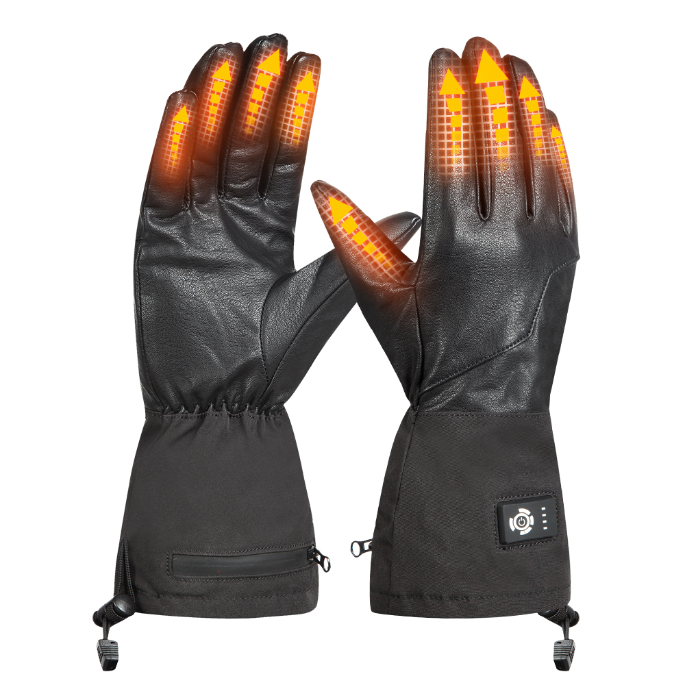 PU Rechargeable Heated Gloves Winter Waterproof Split Finger 5V USB DC 7.4v 12v 2200 2600 3000Mah