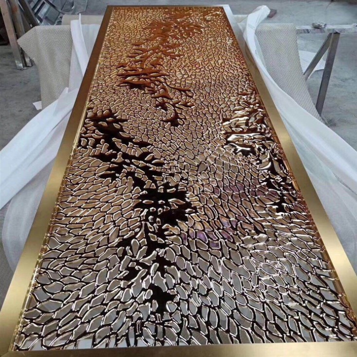 Custom modern stainless steel room divider decorative flower carved design