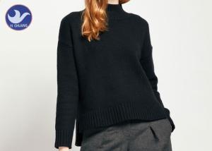 Wholesale Winter Turtle Neck Ladies Thick Woolen Jumpers , Black Wool Sweater Womens Full Sleeves from china suppliers