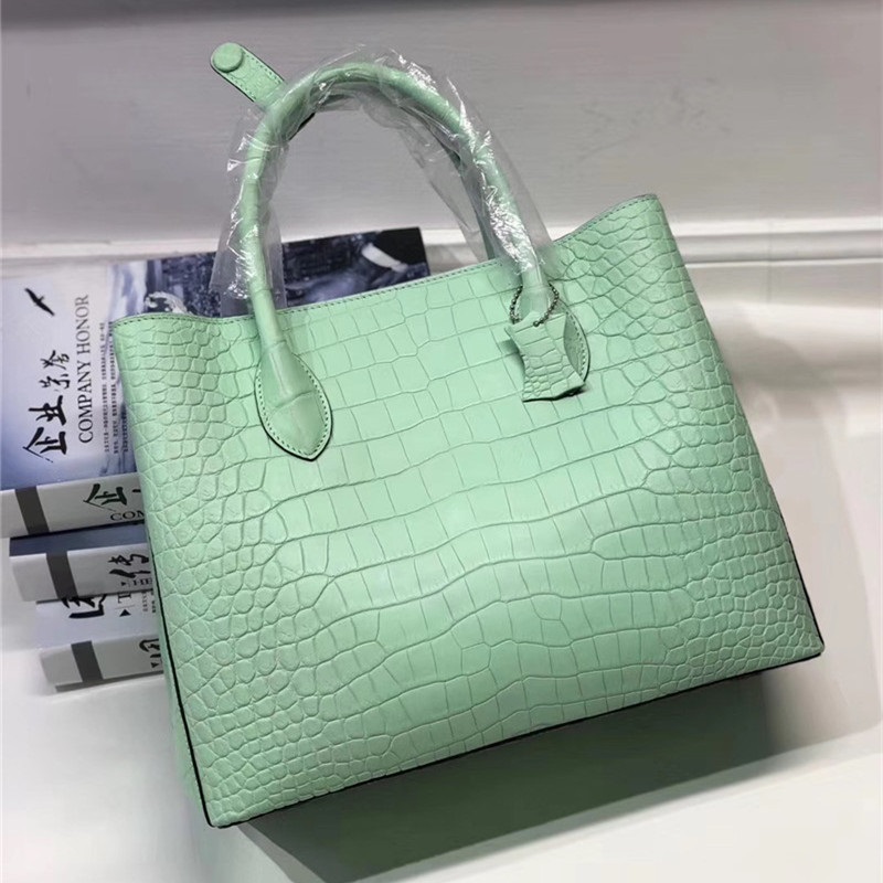 Authentic Real Crocodile Belly Skin Lady Large Purse Genuine Alligator Leather Female Handbag Women Single Shoulder Bag