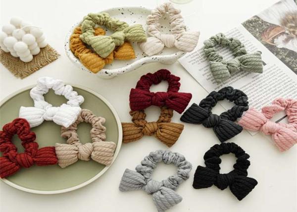 PP cotton colorful filled bow baby girl hair bands scrunchie wool headwear Women