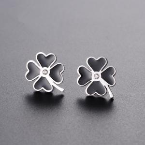 Wholesale Custom fashion four leaf clover jewelry earrings stainless steel metal lucky you enamel stud earrings from china suppliers