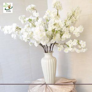 Wholesale UVG 1m white artificial cherry blossom branches wholesale with silk flowers for weddings from china suppliers
