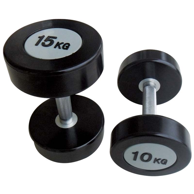 PU Weight Lifting Dumbbell 50kgs Rubber Round Customized Logo