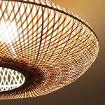 Round Bamboo Wicker Rattan Semi Flush Mount Ceiling Light(WH-WA-36)