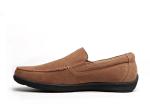 Summer Breathable Mens Leather Loafers Brown Round Toe Mens Suede Moccasins