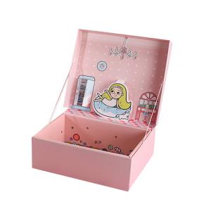 Wholesale Pink Cartoon Handmade Cardboard Toy Box Cute Appearance For Kids from china suppliers
