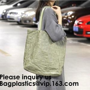 Wholesale Washable TYVEK Kraft Paper Shopping Bag Shoulder Handbag DuPont Paper Tote Bag With Cotton Linen Lining from china suppliers