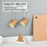 Natural Sisal Bristle Bamboo Dish Brush Washing Cast Iron Pan / Pot