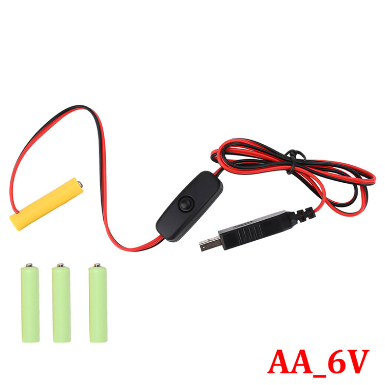 1.5v 3v 4.5v 6v LR6 AA LR03 AAA Battery Eliminator Replace USB Switch ON OFF Power Charger Cable for LED Light Electronic Toys