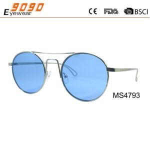 Wholesale Hot Sale Mirrored blue round Metal Sunglasses , UV 400 protection lens,suitable for men and women from china suppliers