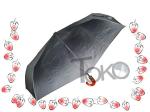 3 Folding Auto Open Umbrella , Curved Wooden Handle Compact Automatic Umbrella