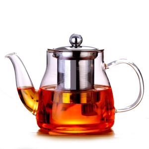Wholesale 600ml Removable Infuser Clear Glass Teapot Ligjtweight Stovetop Safe Tea Kettle from china suppliers