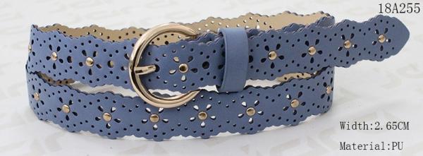 Fashion Light Blue PU Ladies Waist Belt Special Punching Holes & Metal Studs