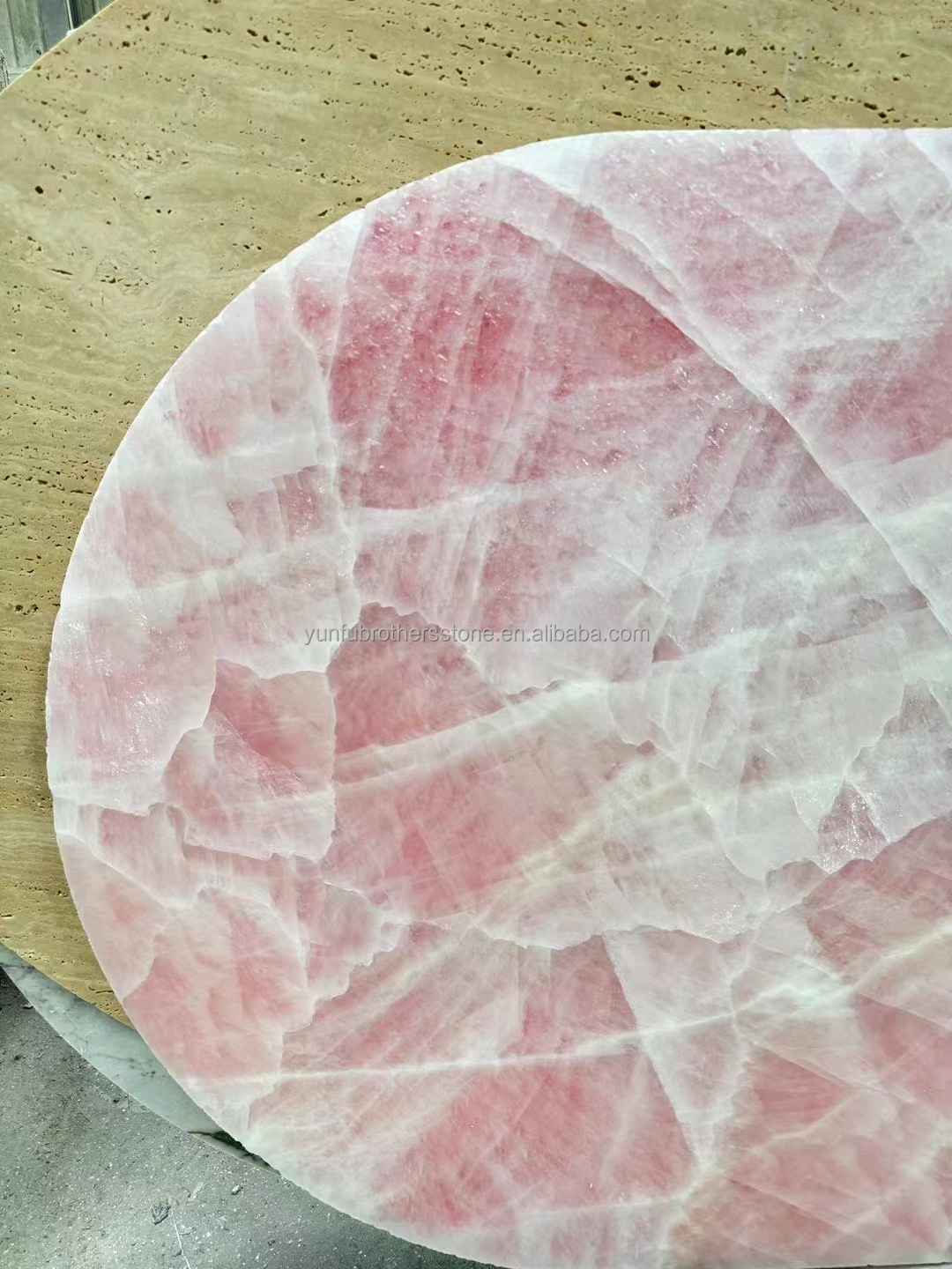 Modern Translucent Crystal Pink Onyx Slab Stone Lamps for Backlit Wall Background Panel
