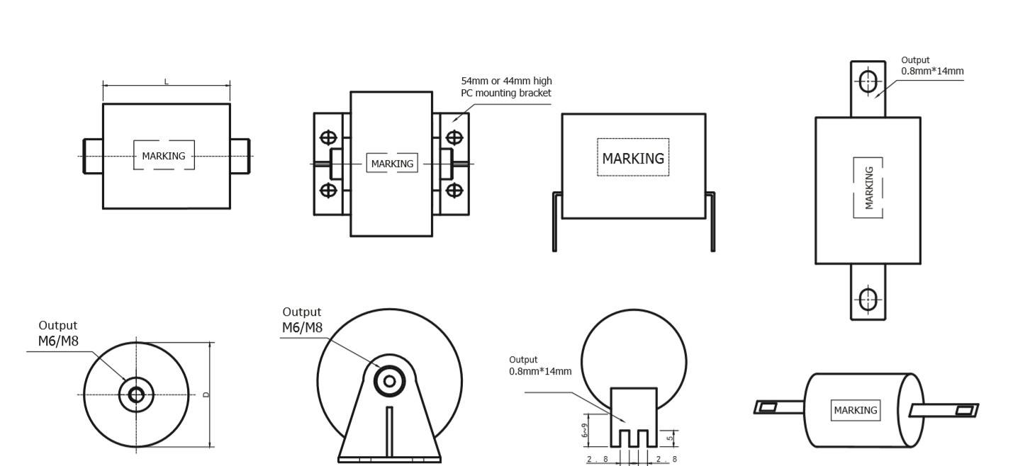 750VAC 1UF Film Frequency Induction Resonant Capacitor 2000VDC