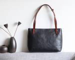 LH-63-5 Red Leather Tote Bag Panelled Womens Leather Handbags