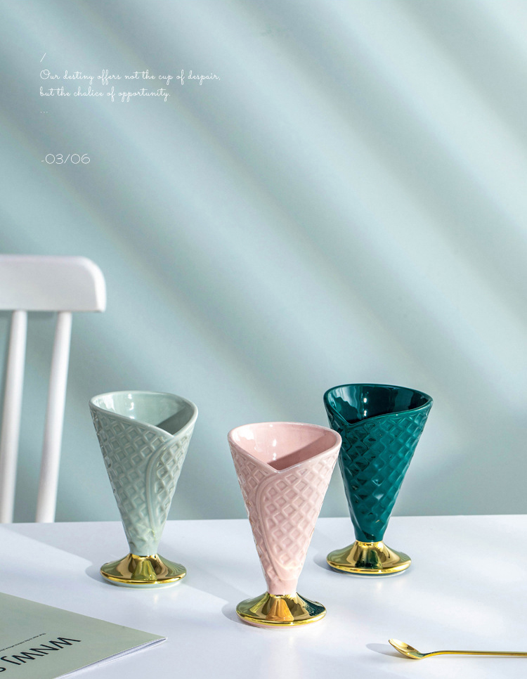 Porcelain Ceramic Home Decoration Cup For Ice Cream Dessert OEM