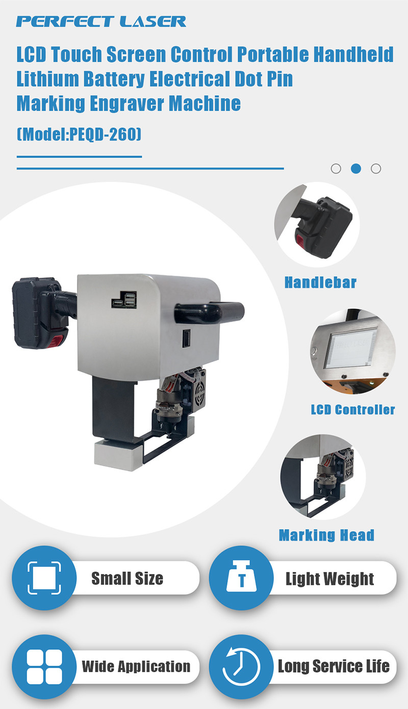 Electrical Dot Pin Marking Engraver Machine LCD Touch Screen Handheld Lithium Battery