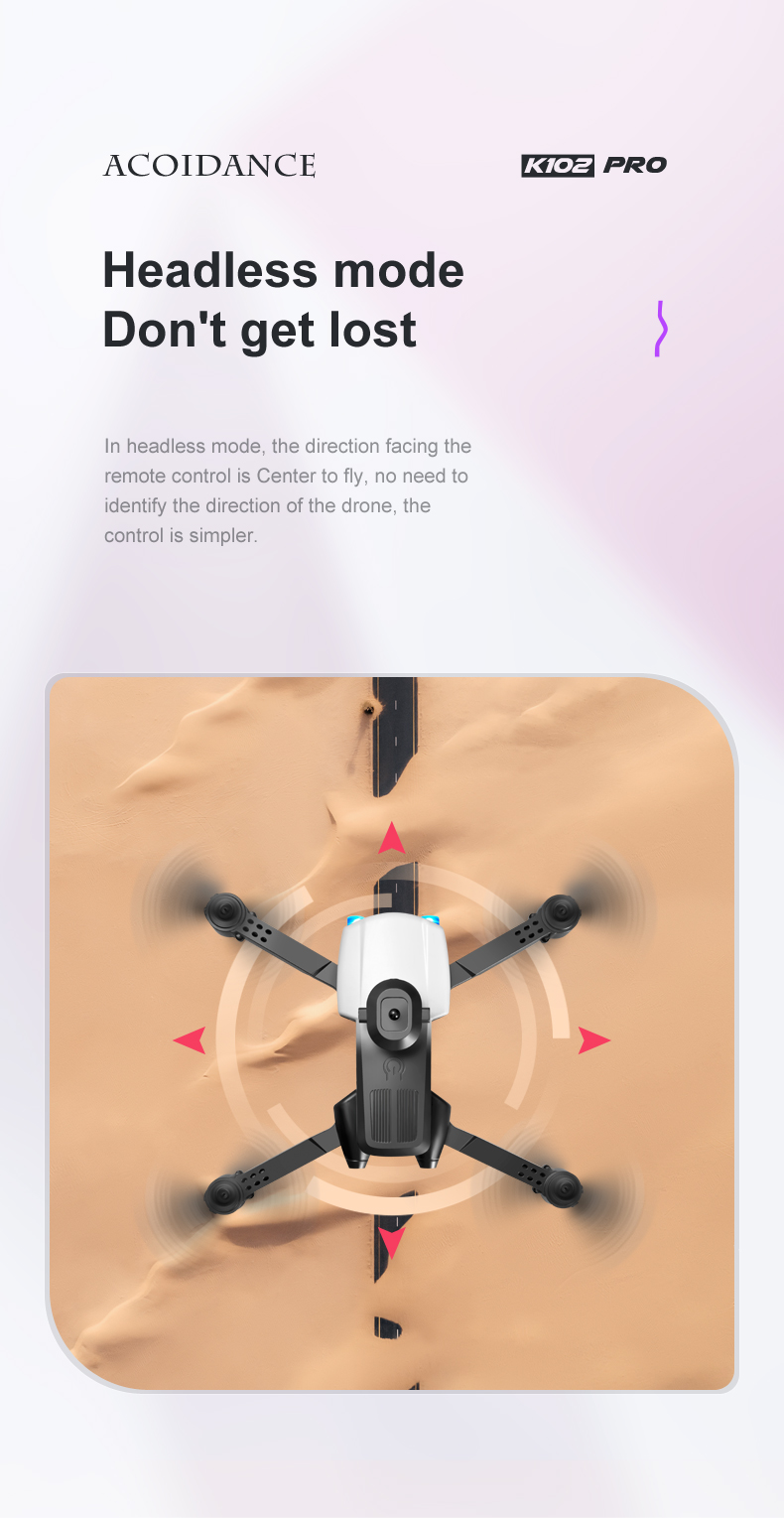 Plastic Quadcopter Drone K102 Pro Long Battery Life Smart Follow and Obstacle Avoidance for Safe Flying