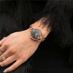 Quartz Stainless Steel Ladies Bracelet Watches Black Dial With Mesh Band