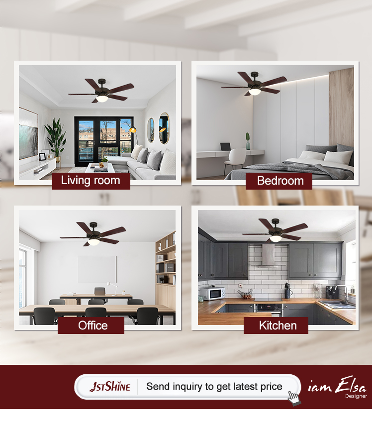Residential 52" LED Ceiling Fan with MDF Plastic Blades and Light