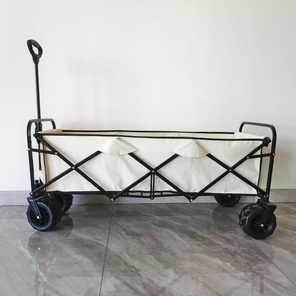600D Oxford Folding Camping Cart PU Wheels Adjustable Collapsible Beach Wagon