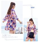 style bikini three-piece swimsuit female blouse sunscreen gather Korean version